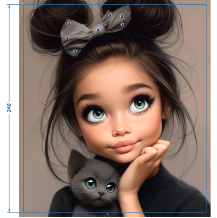 Аппликация композит, Девушка с котенком, 21*24см, королевский атлас, сублимация, лазер, SS16 32591, шт. Аппликация композит