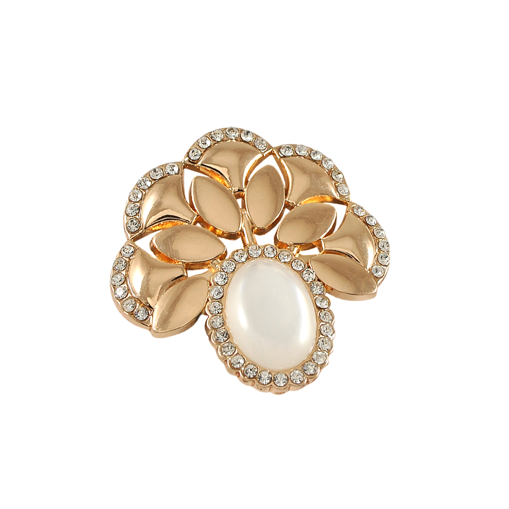 Краб металл 35301 Павлин 44мм GOLD, белые камни, белый кошачий глаз. Крабы Металл Геометрия Декор