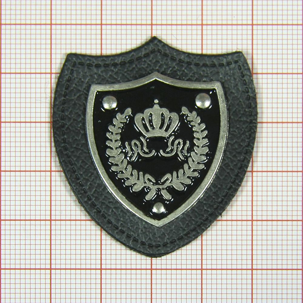 Лейба п/у Корона и венок 40*42мм черная . Лейба Кожзам