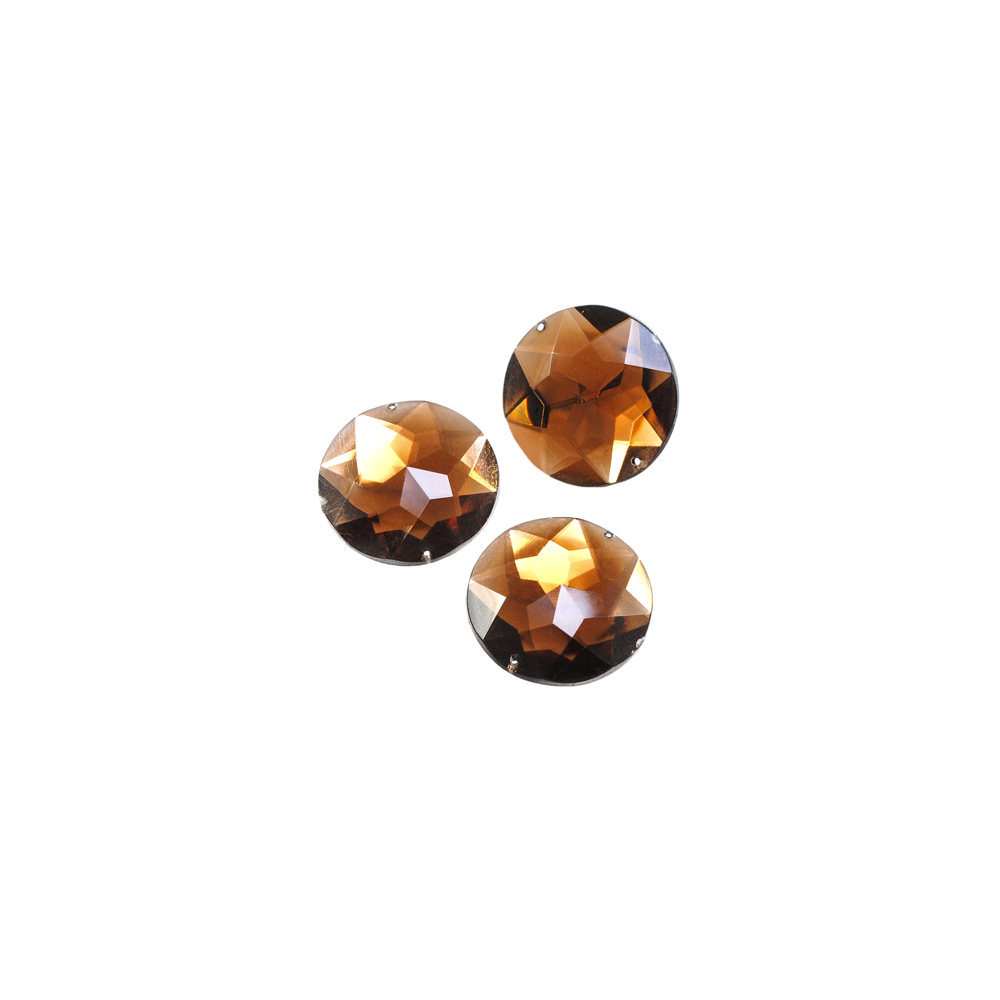 Стразы стеклянные пришивные №32 круглый янтарь (32мм), 1тыс.шт. Стразы пришивные