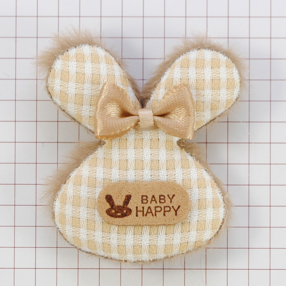 Аппликация тканевая пришивная детская Заяц Baby Happy, 5*4,5см, белый, коричневый, бежевый, шт. Нашивка Детская