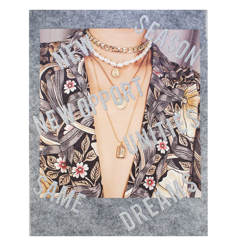 Термоаппликация Бусы, 17.6*18.7см, черный, белый, бежевый, серебро, шт. Термопереводки Резиновые, Термопленка