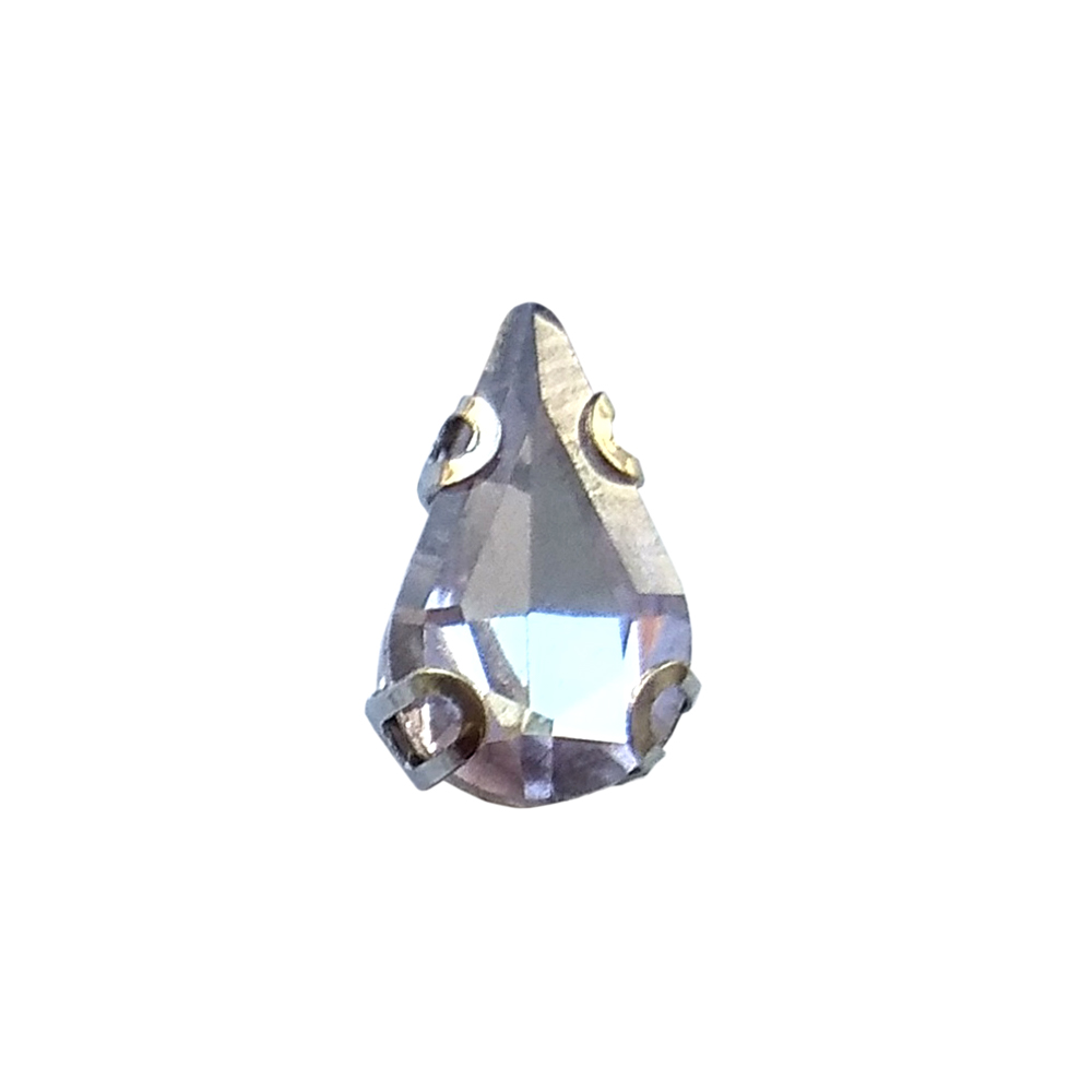Стразы пришивные в металле, капля, 6*10мм, light amethyst, шт. Стразы пришивные в металле