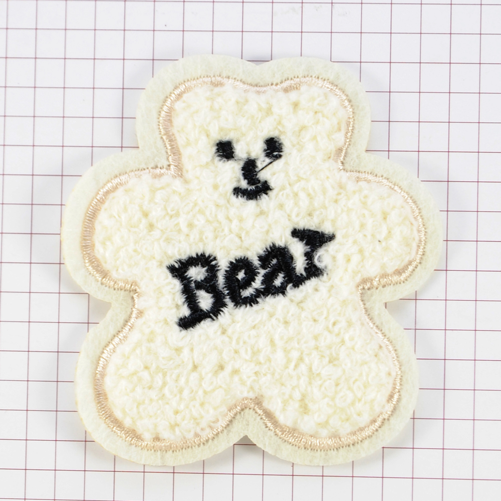 Нашивка махровая пришив. Мишка Bear, 7*6,5см, черн.,бел., шт. Нашивка Махровая