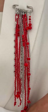 Булавка, 4*22см, серебро, бусины красные, цепочки, шт. Булавки