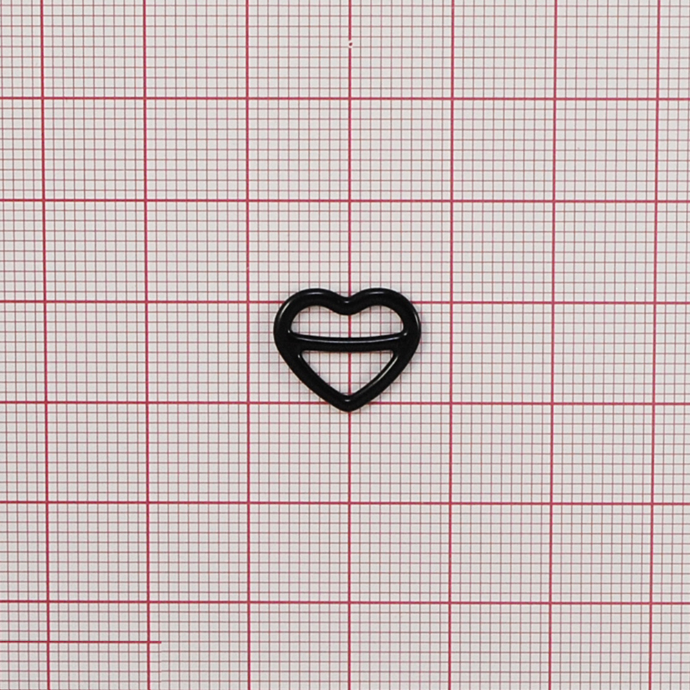 Перетяжка бельевая металл Сердце, 9*12мм (внутр.), 12,4*14,9мм (внешн.), черный, 1т.шт, уп. Перетяжка бельевая