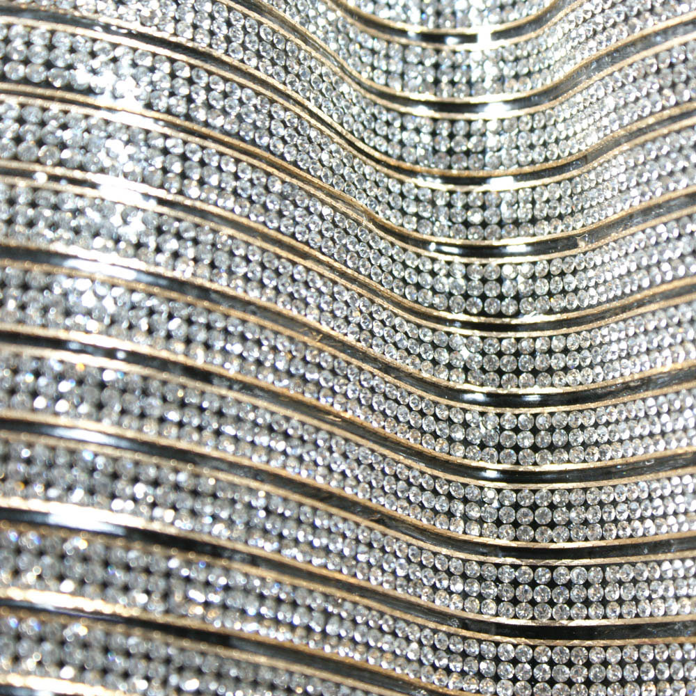 Стразы полотно клеевое дорожка 8мм 3 ряда белые камни, цепь GOLD 24*40см, 1лист. Полотна из страз