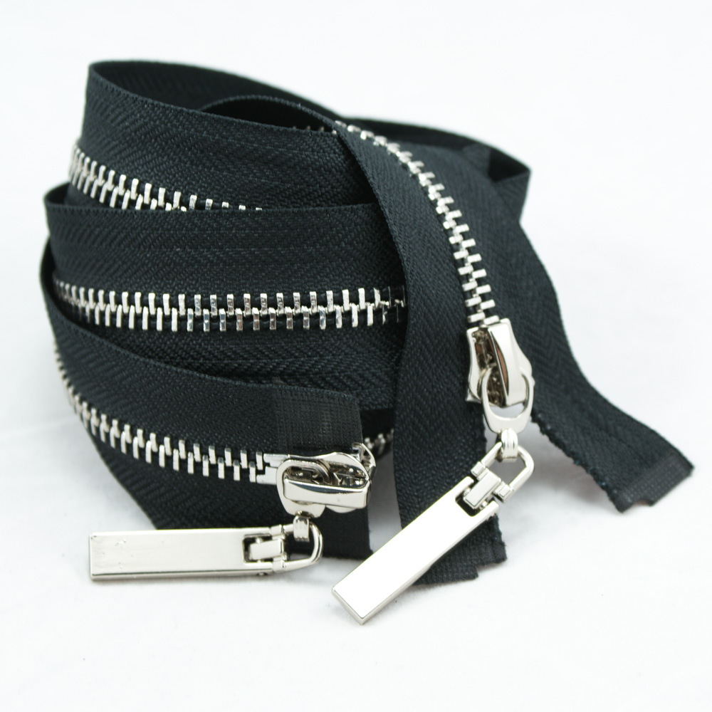 Змейка металлическая  №5 100см O/Е NIKEL, черная ткань, двусторонняя, шт. Змейка Металл