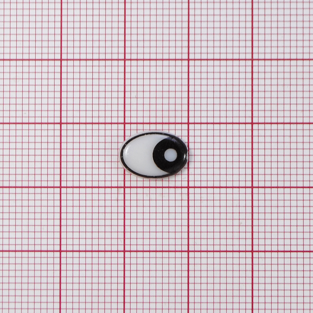 Глаз рисованый №9, овал 12*8мм, белый, черн. круглый зрачок, 1тыс.шт.. Глазики рисованные
