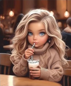 Аппликация композит, Девочка с напитком, 12,5*15см, DTF, SS6,5 белый хамелеон 62613, шт. Аппликация композит