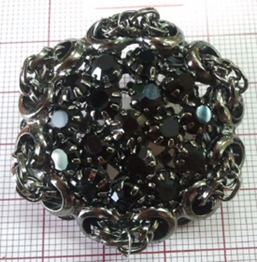 Пуговица шубная Клубок 38мм black nikel, черные камни, шт. Пуговица Шубная