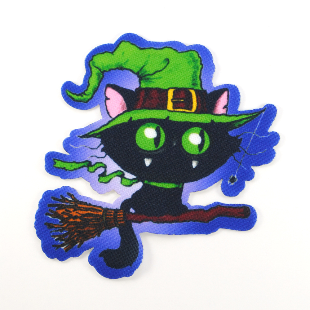 Аппликация клеевая Кот на метле 11*10см, /дайвинг/, шт. Аппликация клеевая