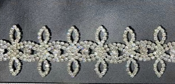 Тесьма из страз, 3.6см, никель, белый, ярд. Тесьма из страз