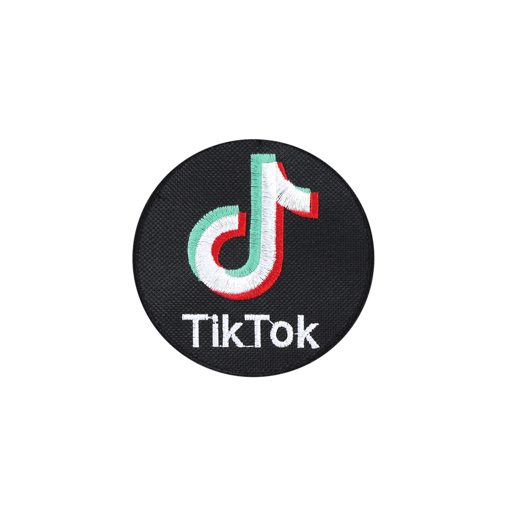 Нашивка тканевая TikTok 9см с оверлоком /флизелиновая основа/, шт. Нашивка Вышивка