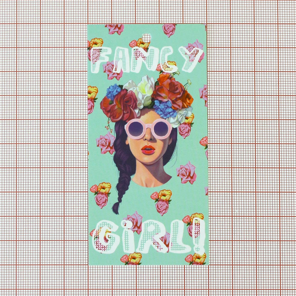 Этикетка бумажная Fancy girl, 50*100мм Девушка в венке, шт. Этикетка бумага