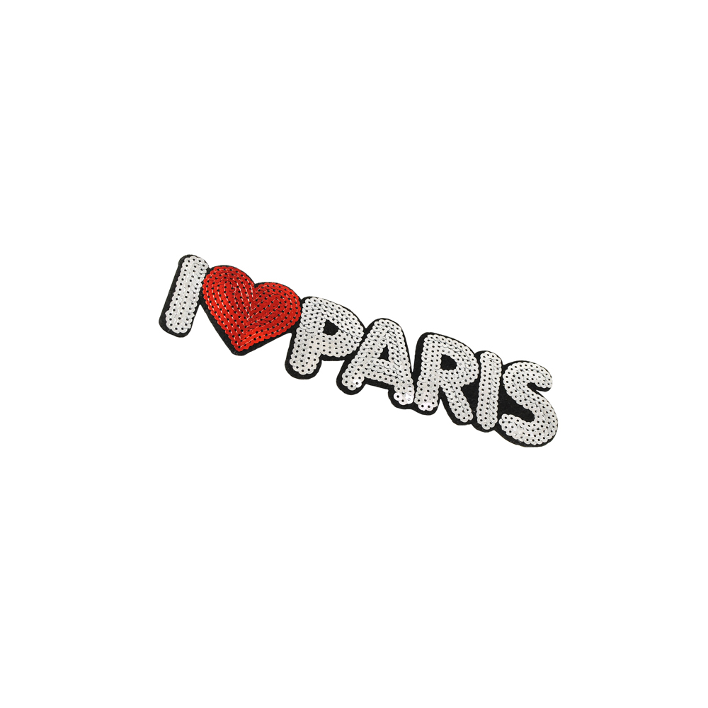 Аппликация клеевая пайетки I LOVE PARIS 22,5*5,5см белый, красный, шт. Аппликации клеевые Пайетки