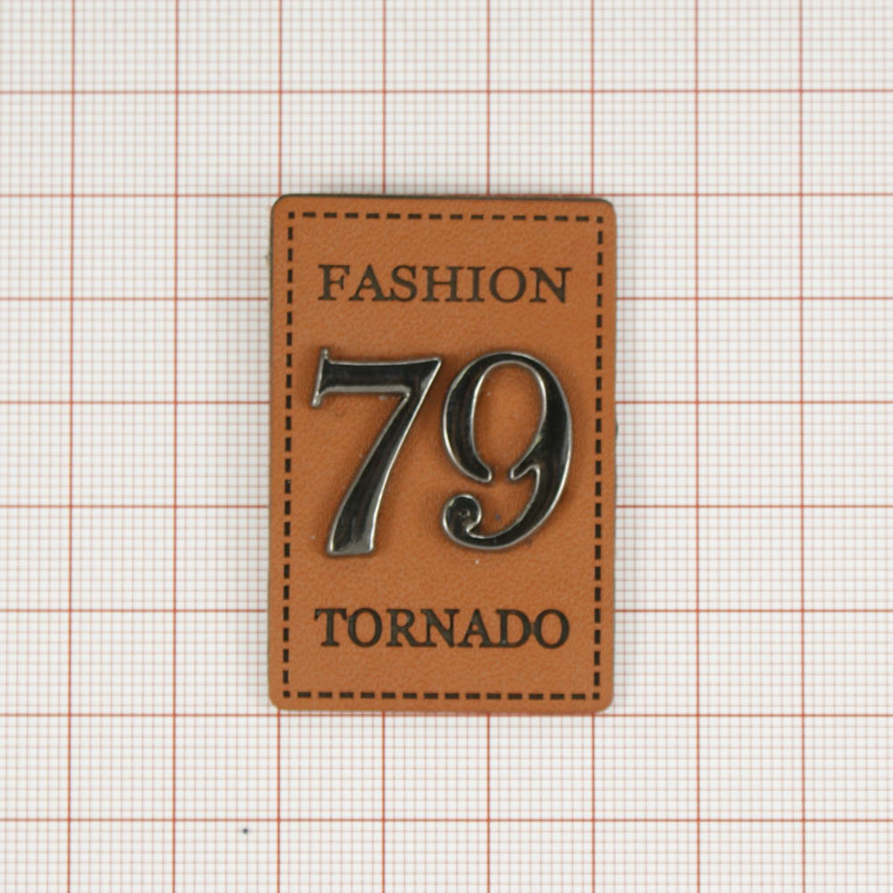 Лейба кожзам Fashion tornado 79 34*50мм коричневая основа, металл черный никель, шт. Лейба Кожзам