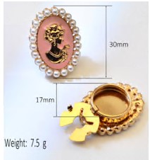 Клипса для пуговицы Камея, золото, розовый, бусины. шт. Украшение для пуговицы