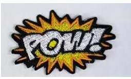 Шеврон клеевой Pow!, желтый, белый, черный, шт. Нашивка Ткань