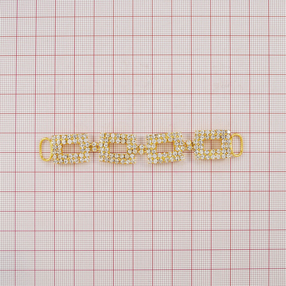 Укр. стекл. 9025 GOLD перетяжка 4 рамки - мелкие камни, шт. Перетяжка металл со стразами