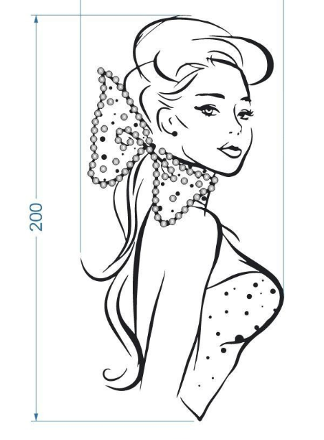 Аппликация композит Девушка с бантом, 10*20cм, SS10 никель 25677, лазер, пленка 62331, шт. Аппликация композит