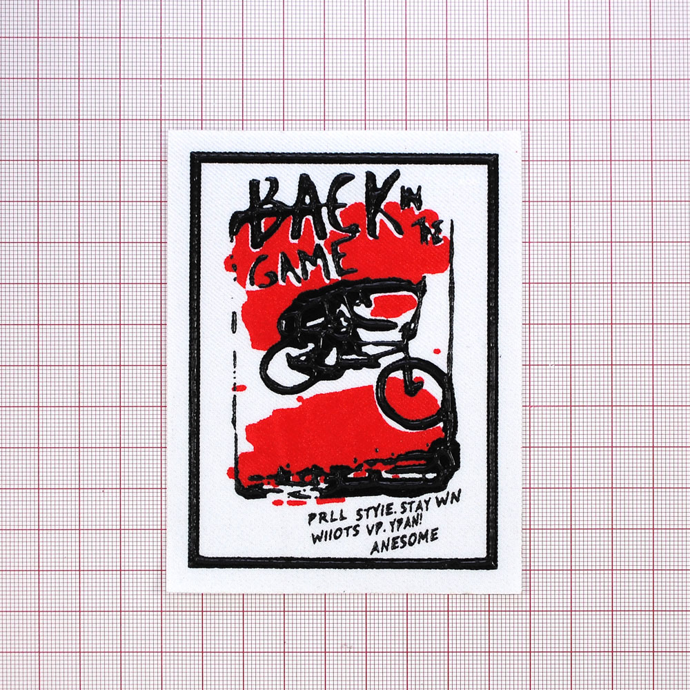 Нашивка тканевая Back Game Велосипедист, 8,5*11см,, белый, черный, красный, шт. Нашивка Резиновый Конгрев