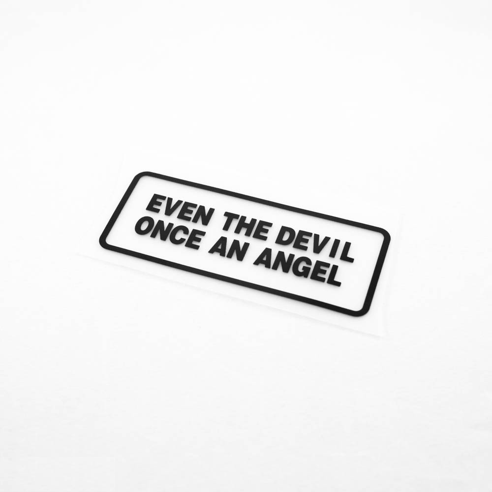 Термоаппликация резиновая прозрачная Even the devil 80*22мм черный текст, шт. Термопереводки Резиновые, Термопленка
