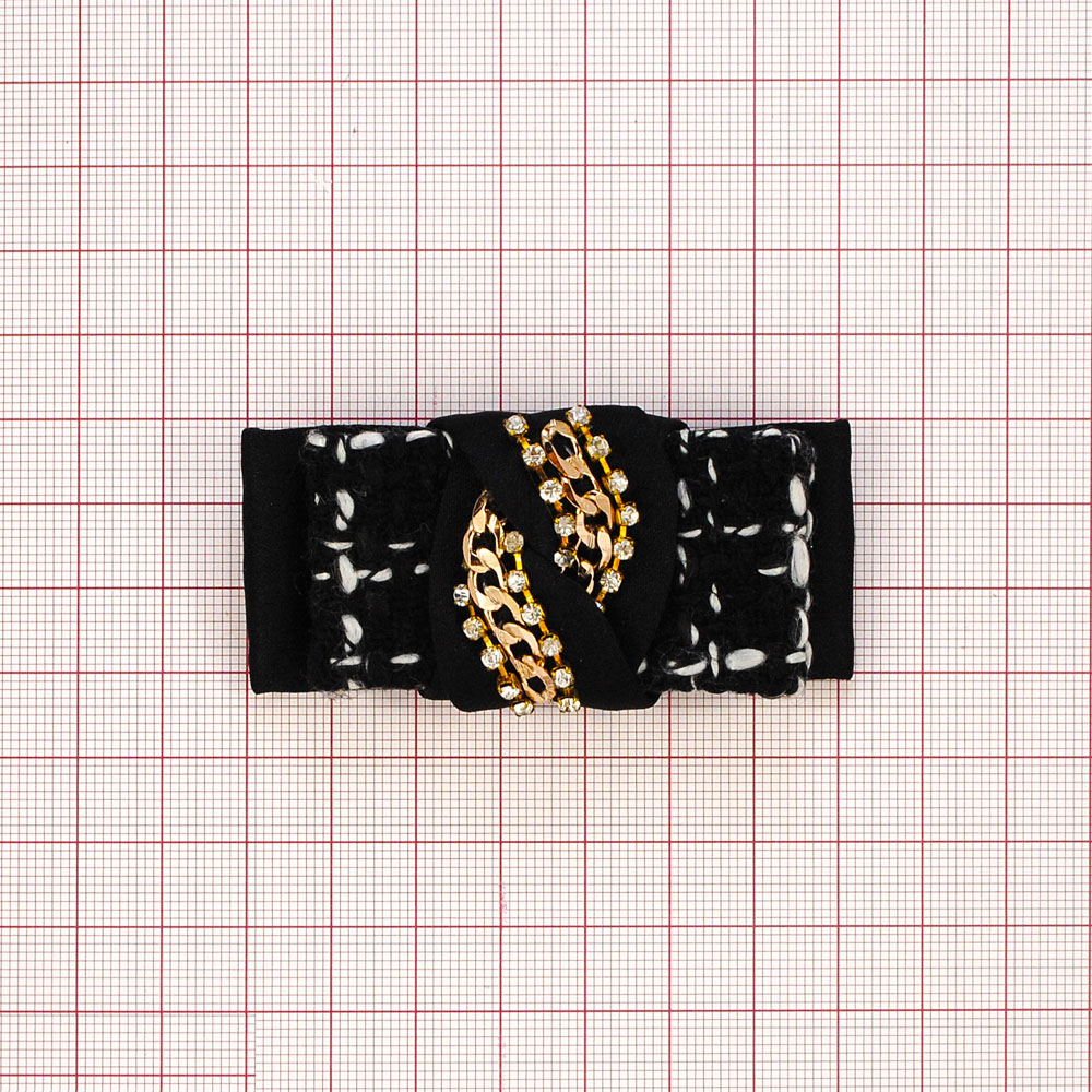 Аппликация декор черная, белая строчка, Узел. Аппликация Декор