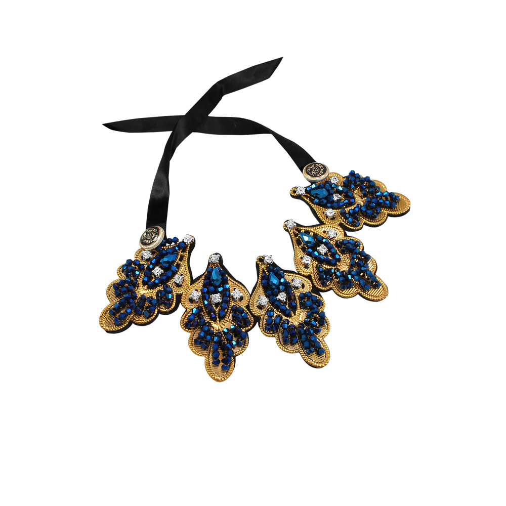 Воротник завязки 5 листов синие, камни, белые, GOLD, шт. Воротники