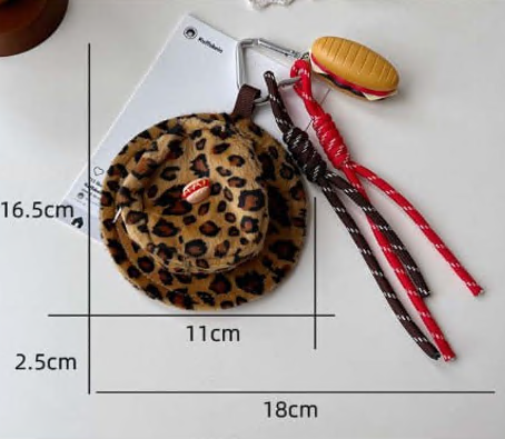 Брелок Леопардовая шляпа, 16,5*18см, никель, коричневый, черный, красный, шт. Подвески