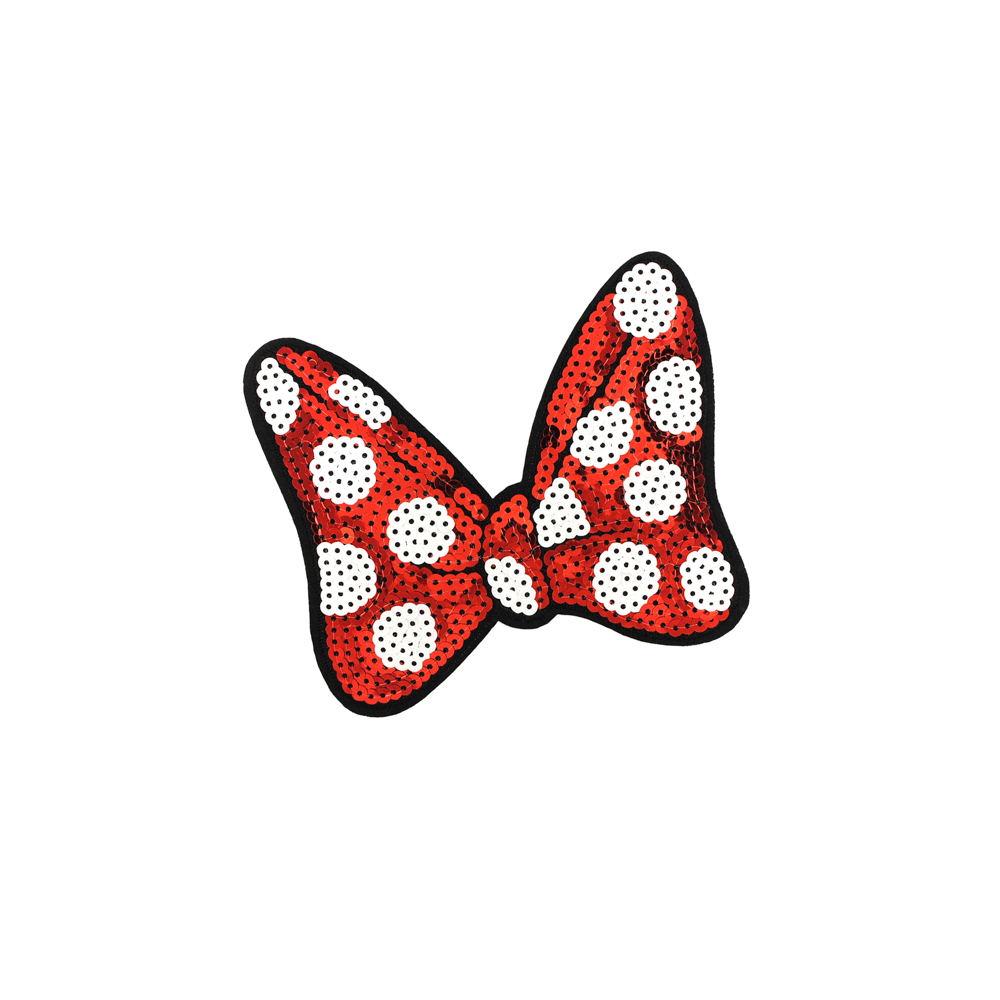 Аппликация клеевая пайетки Бант 11*13см красный, белый, шт. Аппликации клеевые Пайетки