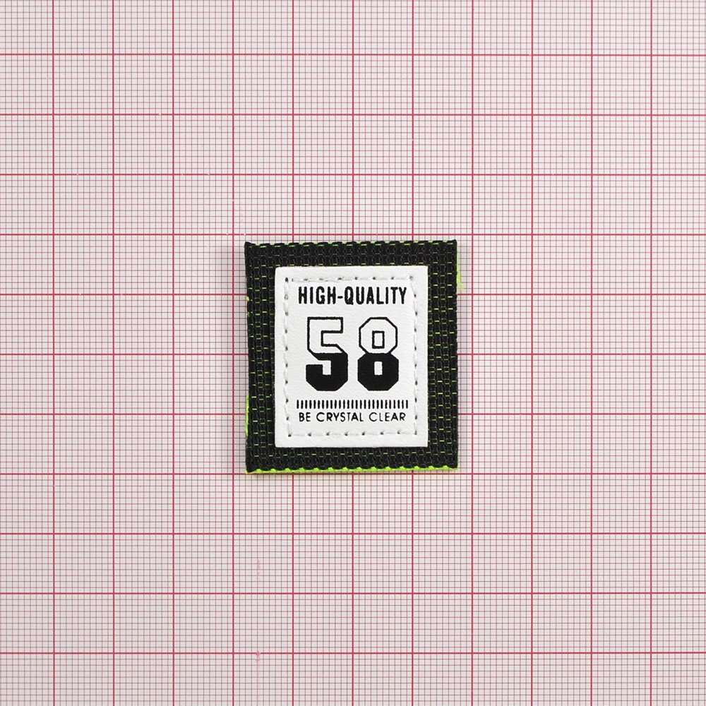 Лейба тканевая "58", 3,5*4см, черный, зеленый, белый, шт. Лейба Ткань