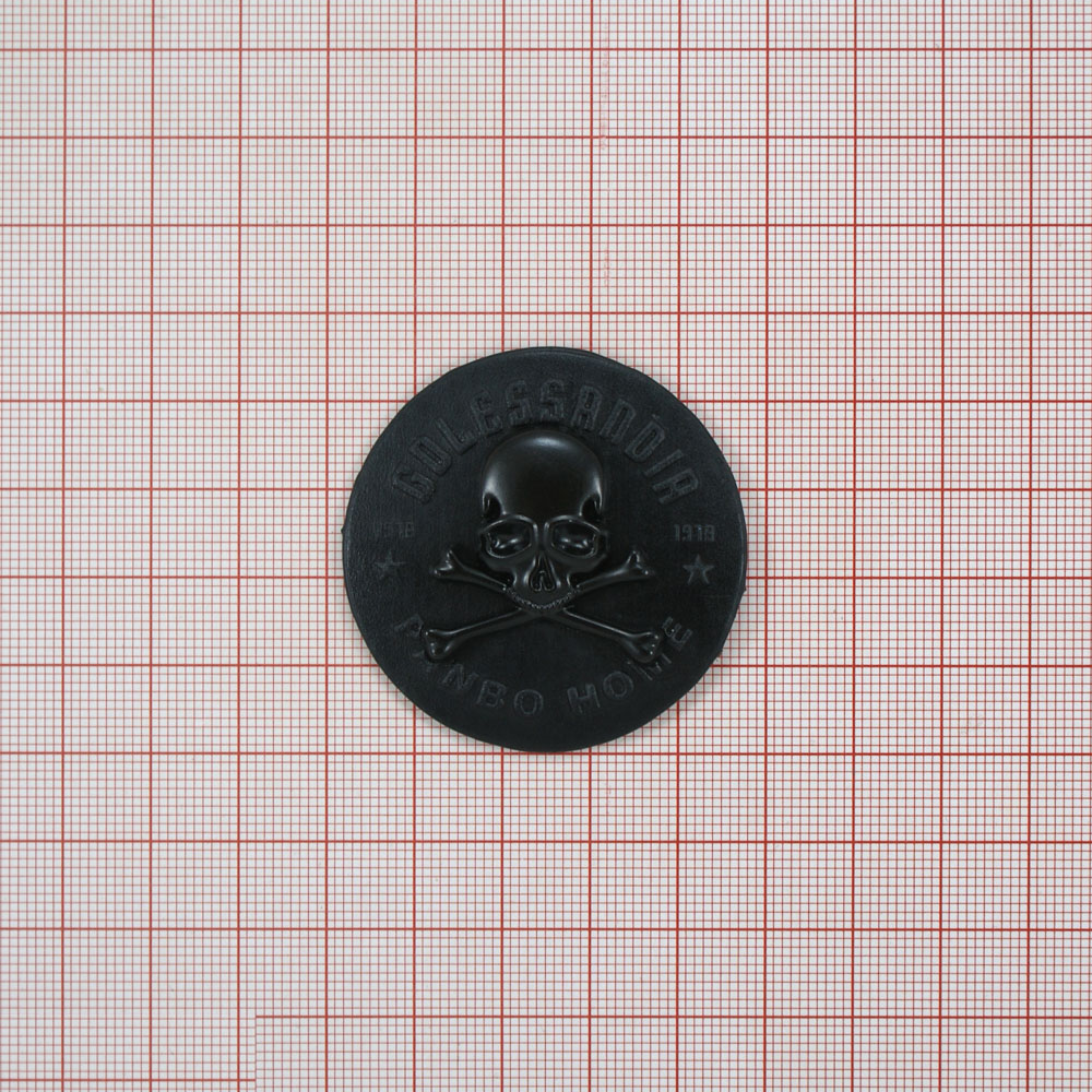 Лейба п/у, металл Веселый Роджер 45 мм черная, шт. Лейба Кожзам