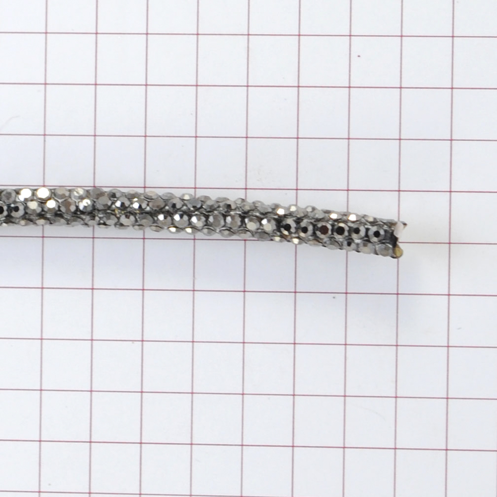 Шнур со стразами класс А, SS5, 0,33см, hematite, ярд. Тесьма из страз