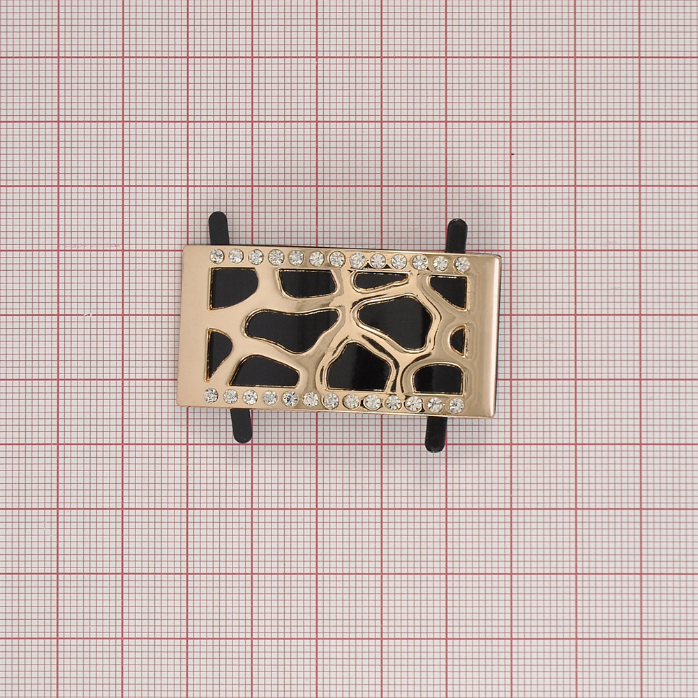 Краб металл Рамка-лунки 50*25мм GOLD, BN, 26 белые камни, шт. Крабы Металл Геометрия Декор