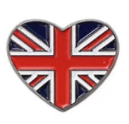 Брошь металл Сердце (Британия), 2,8*2,3см, красный, синий, белый. шт . Броши