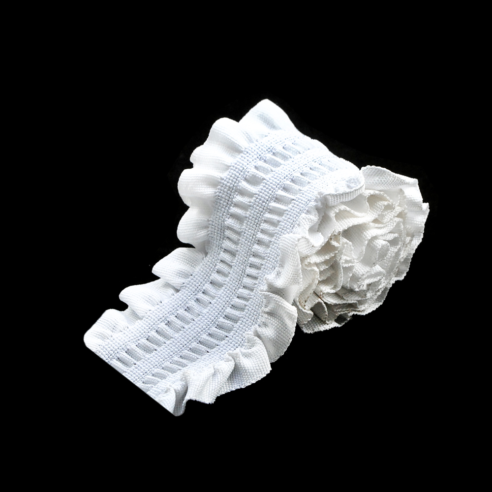 Резинка №34, 7см, белая, Рюш, 3 ряда, гофра, ярд. Резинка