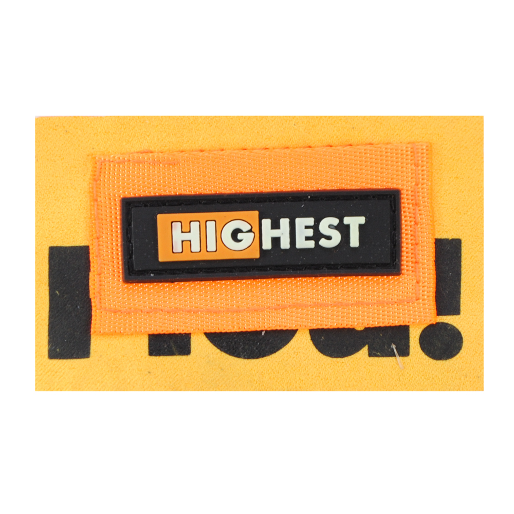 Лейба ткань., HIGHEST, 8*5см., оранж., жёлт., чёрн., шт. Лейба Ткань