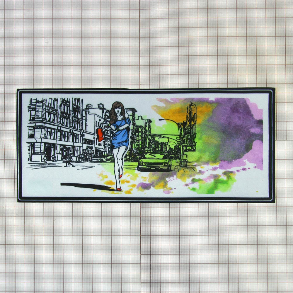 Аппликация пришивная Город Девушка 26,5*12см цветная, шт. Аппликации Пришивные Постер