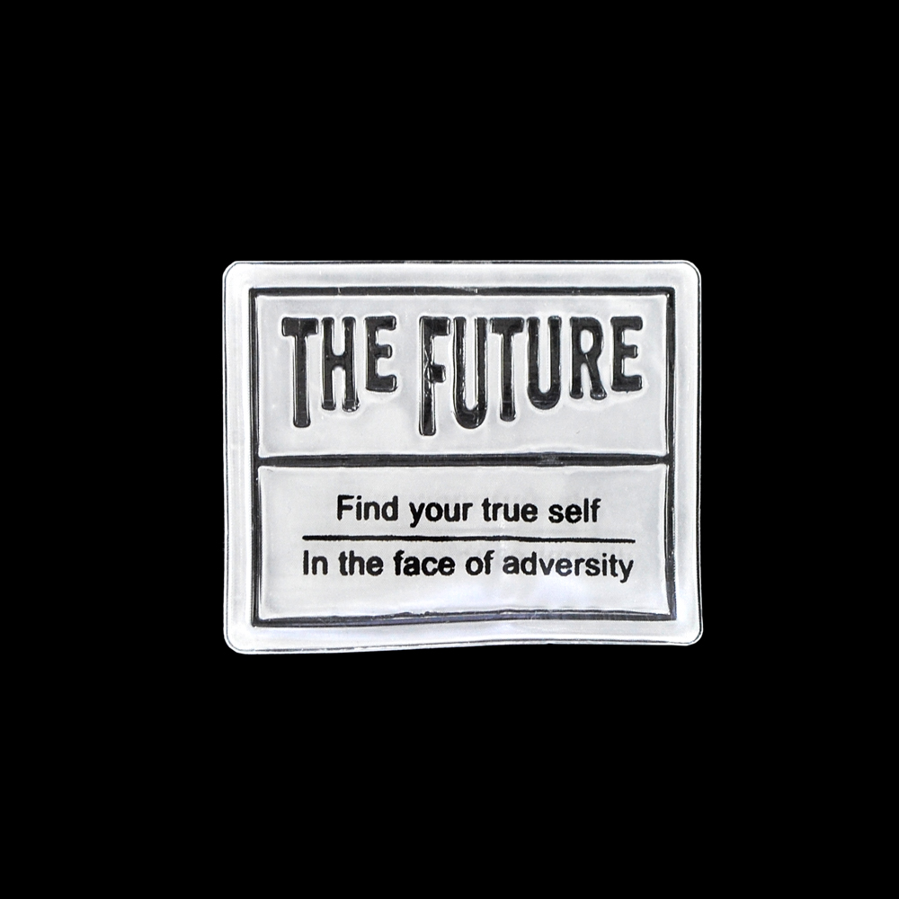Лейба светоотражающая THE FUTURE, 4*5см, черный, серый, шт. Лейба Кожзам
