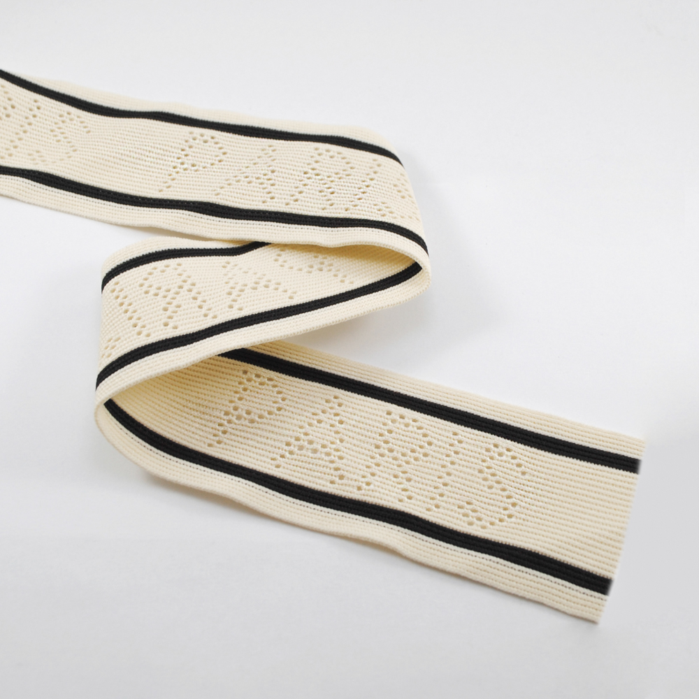 Тесьма лампасная Paris, 5см, светло-бежевый, черный, ярд. Тесьма