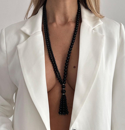 Украшение на шею Колье, 70см, черные бусины, шт. Украшения