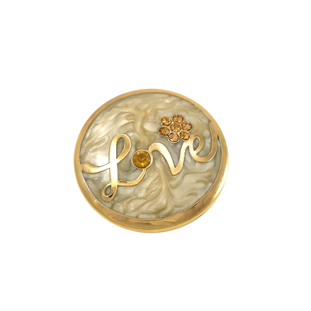 Пуговица шубная 32791093 Love 39мм GOLD, светло-серый перламутр, топаз камни, шт. Пуговица Шубная