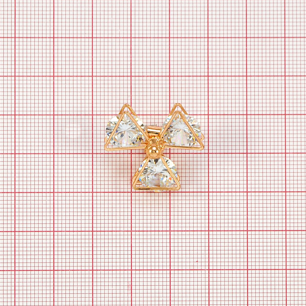 Краб Камень оправа Пропеллер Треугольники 25мм GOLD, камни кристалл 10мм /на скобе/. Крабы Металл Цветы, Жуки