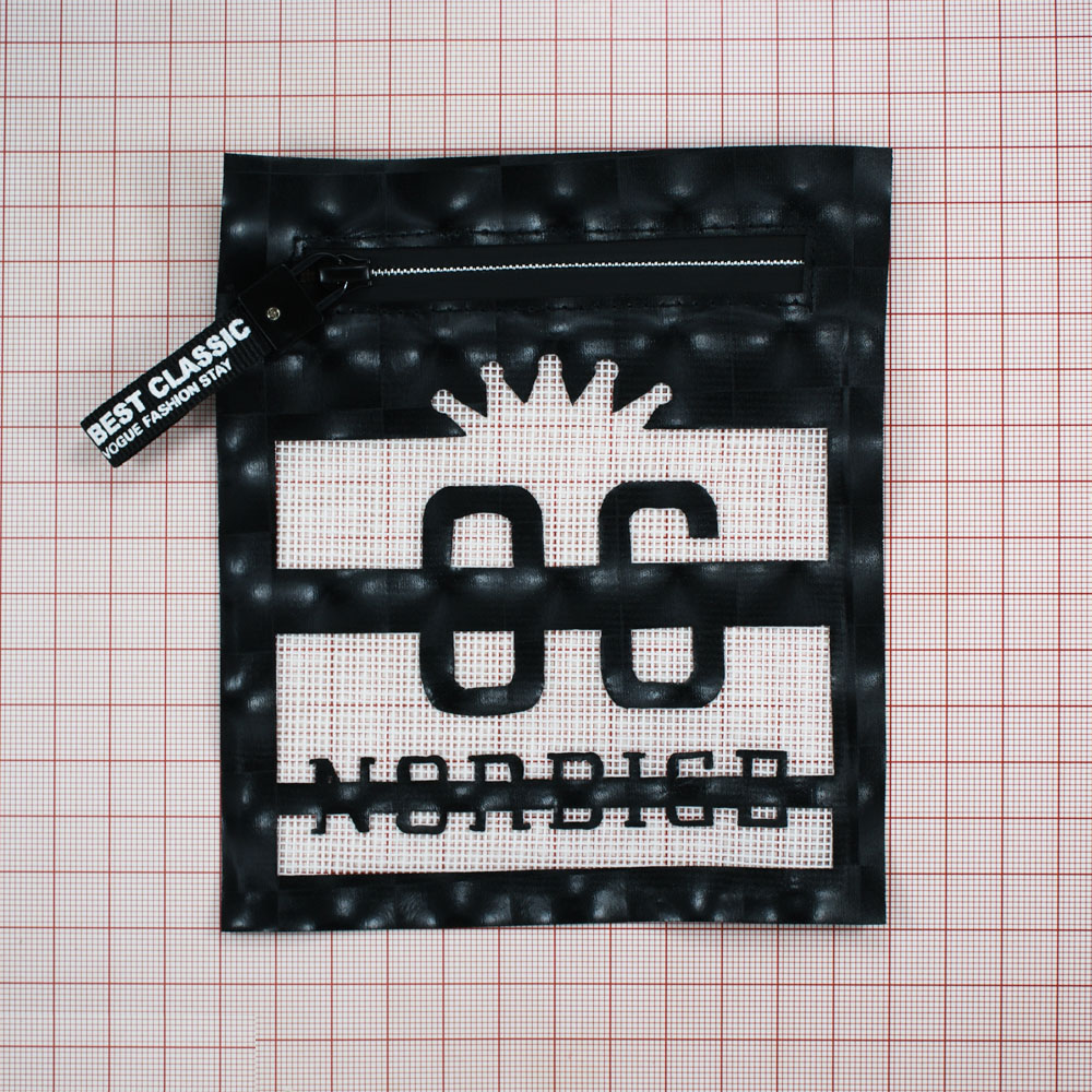 Аппликация пришивная кожзам O C карман прямоугольный, змейка 12.5*14см черный, белый, шт. Нашивка Кожзам