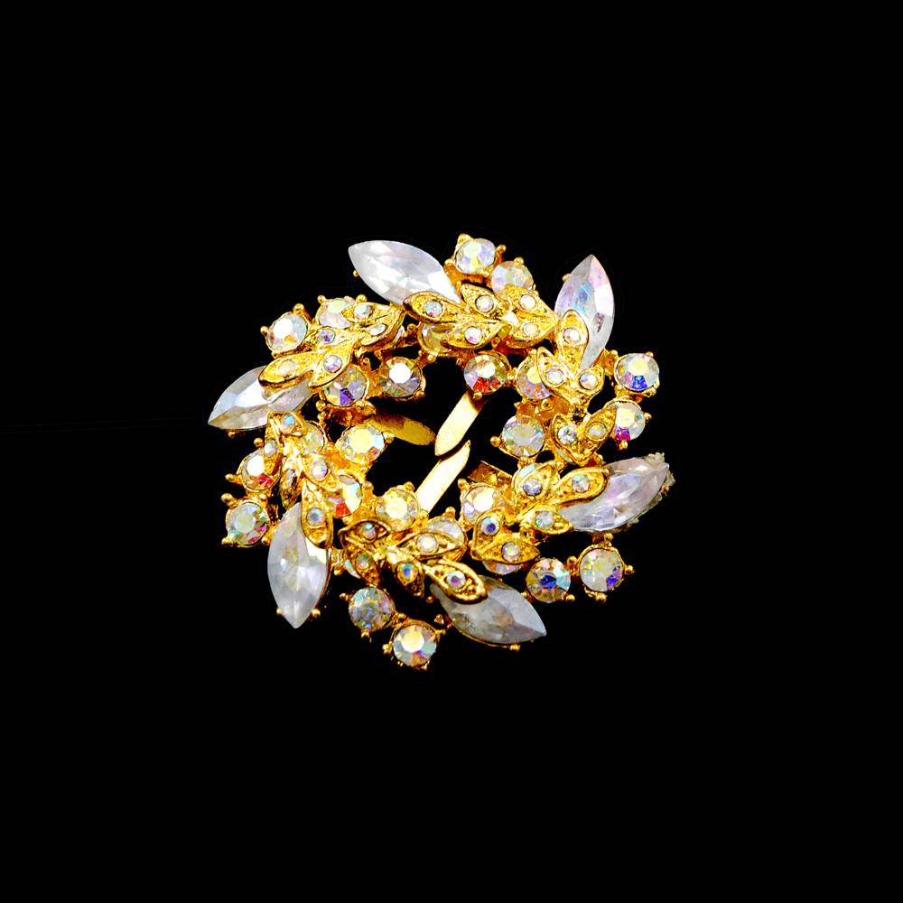 Краб металл Венок, GOLD, камни-хамелеон, шт. Крабы Металл Геометрия Декор