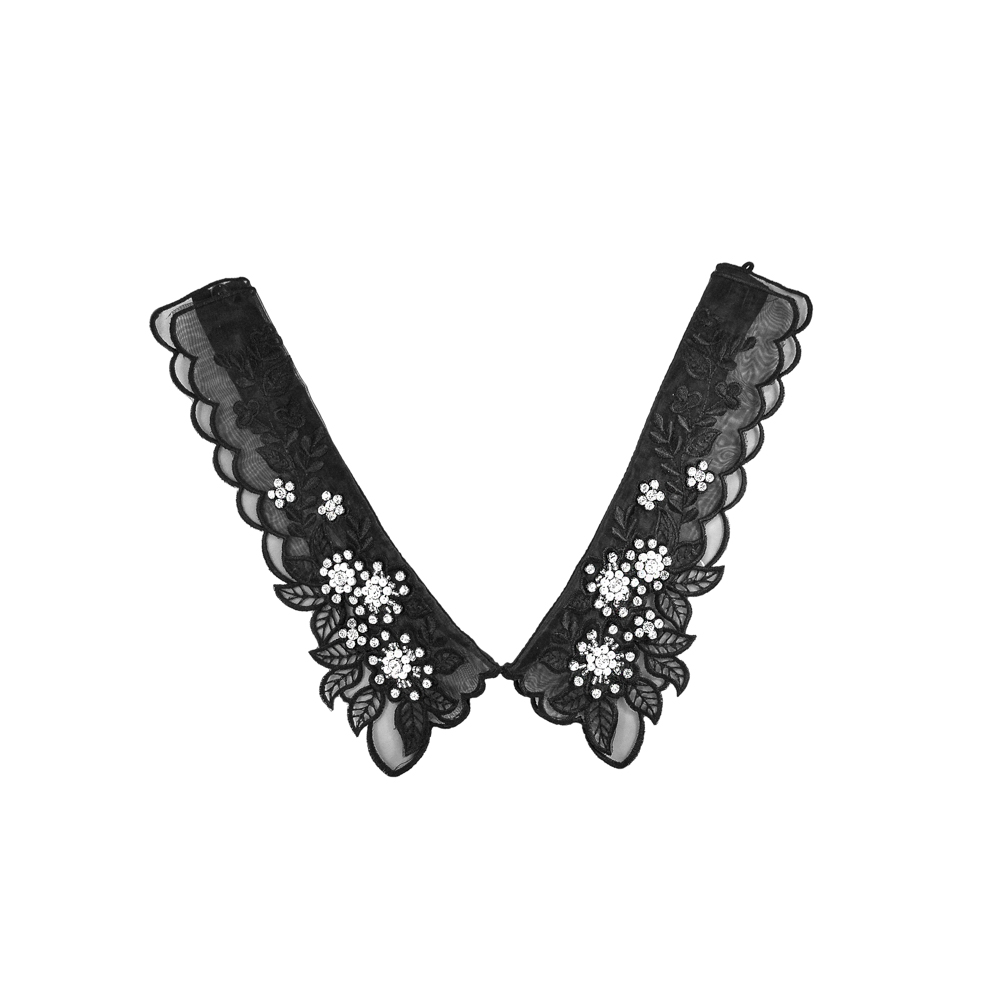 Воротник HY-022 черные, белые камни, жемчуг белый, шт. Воротники