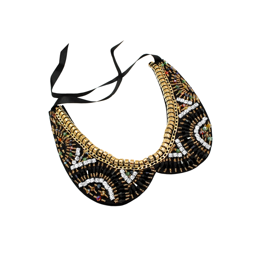 Воротник завязки, черный войлок, цепи, черные пластиковые камни, белые камни, шт. Воротники
