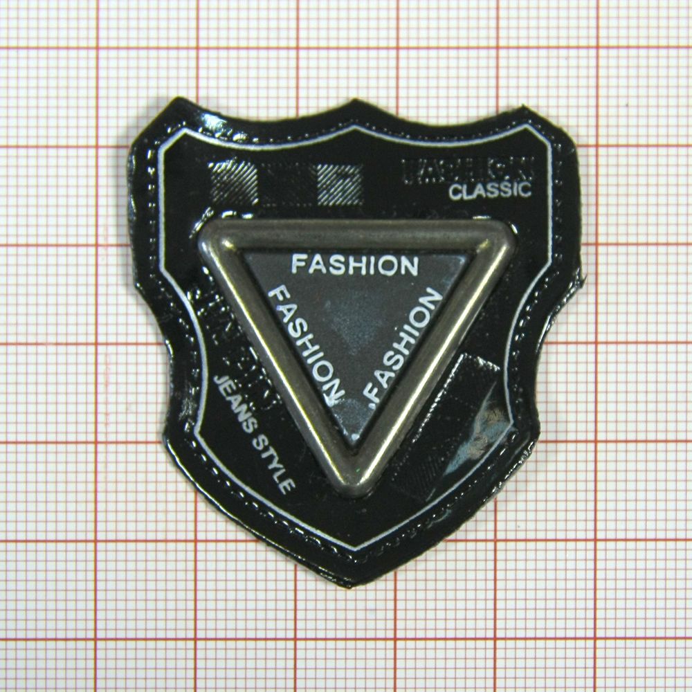 Лейба п/у Fashion jeans style 45*50мм черн. Треугольник . Лейба Кожзам