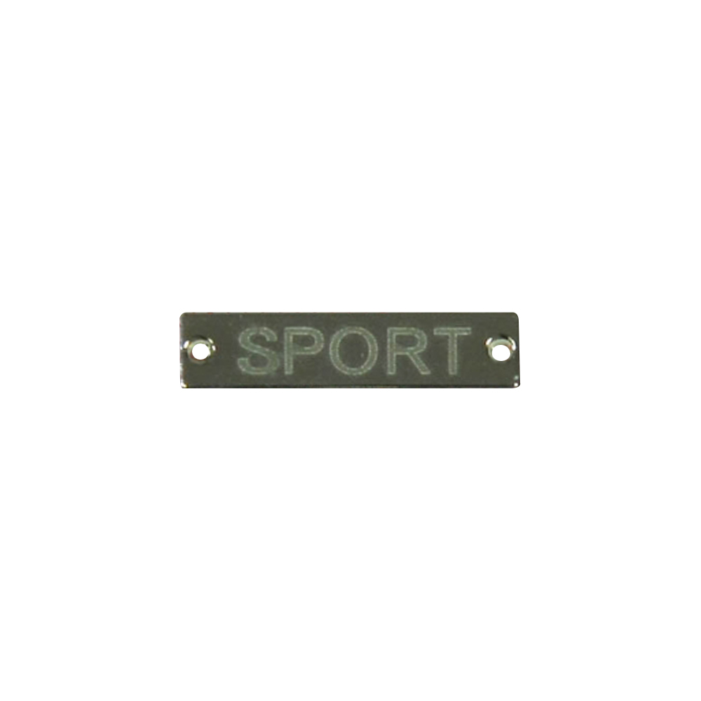 Лейба металл SPORT, 2*0,5см, nikel /лого лазер/. Лейба Металл